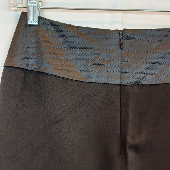 L'AGENCE WMNS Sz 6 Black Front Slit Pencil Skirt Woven Band High Waisted Modern - Picture 7 of 16